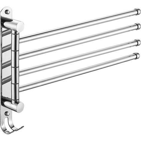 Porte-Serviettes 4 Barres Auto-Adhésif - 35 cm - Acier Inoxydable Brossé - Installation sans Perçage - Adhésif Puissant - Salle de Bain Moderne - Montage Facile (1/5)