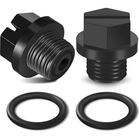 Lot de 2 bouchons de vidange noirs avec joint torique, référence SPX1700FG. Bouchon de remplacement exact pour pompe de piscine avec joint pour pompes Hayward Super Pump PowerFlo et MaxFlo. (1/5)