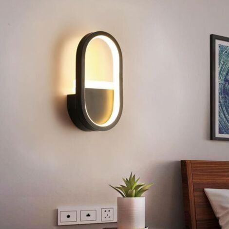 Schwarze LED-Wandleuchte für den Innenbereich, 3 Farbmodi, moderne Lampe für Schlafzimmer, Wohnzimmer und Flur (1/5)