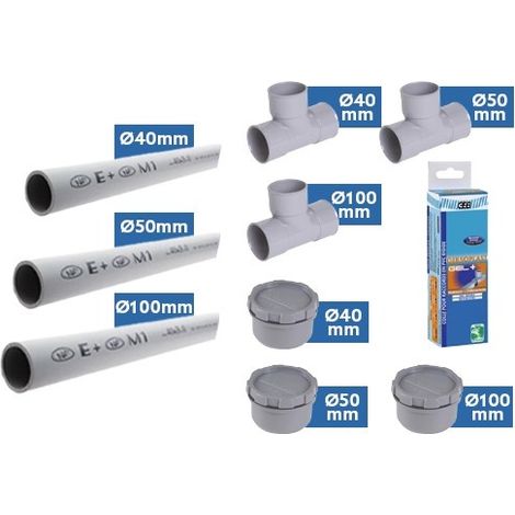 Pack évacuation PVC visitable - tubes et raccords avec colle offerte