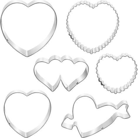 OUNONA 6-teiliges antihaftbeschichtetes, hitzebeständiges Ausstechformen-Set aus Edelstahl in Herzform – ideal zum Selbermachen von Schokolade und Backen zum Valentinstag (1/4)