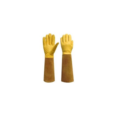 Gants de protection contre les épines, gants de jardinage longs, anti-cueillette d'épines et anti-coupure, taille 11,5 cm - Marron