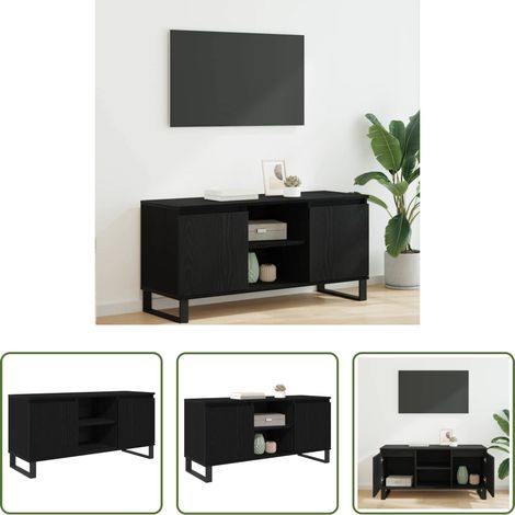 Holzwerkstoff - TV-Schränk Schwarz Eichen-Optik 104 x 35 x 50 cm Holzwerkstoff (1/5)