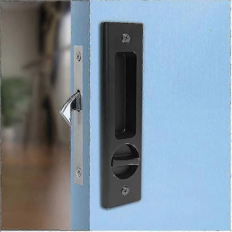Serrure à mortaise pour porte coulissante, poignée invisible encastrée, loquet pour meubles en bois d'intérieur, serrure de porte (1/4)