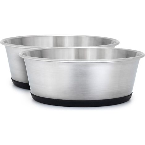 lionto 2er Set Futternapf aus Edelstahl, robuster, rutschfester Napf für Hunde & Katzen, spülmaschinengeeignet & geruchlos, 600 ml