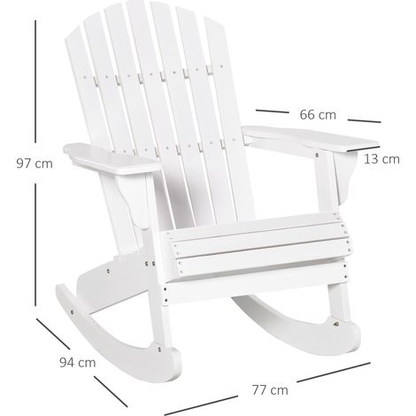 Fauteuil de jardin Adirondack, fauteuil à bascule, 77 x 94 x 97 cm, blanc, résistant aux intempéries, idéal pour le mobilier de jardin et de balcon (1/5)