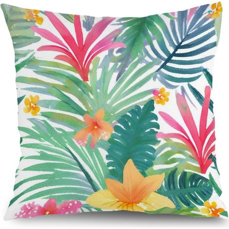Housse de coussin extérieur floral, décoration chaise banc extérieur,45×45cm (1/5)