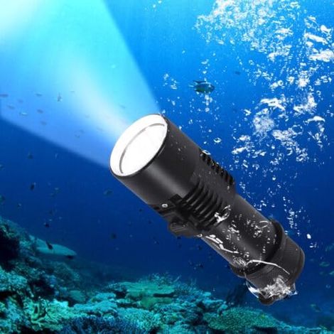 Dive Light, Compact Bright Diving Torch, Submersible Flashlight Underwater 100m/328ft Scuba Torch 400Lm LED Diving Flashlight Dive Light IP88,e for Recreational Divers, Professional Instructors (1/5)