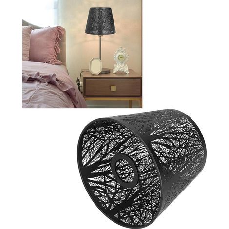 Lampenschirm in Baumform, Vintage-Lampenschirm aus geschnitztem Eisen mit Waldmotiv, unterer Durchmesser 14 cm, oberer Durchmesser 10 cm, Höhe 15 cm, für Tischlampen, Schlafzimmer-Nachttischdekoration (1/5)