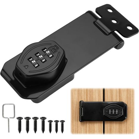 Serrure à Combinaison à 3 Chiffres, Loquet de Verrouillage à Combinaison Noir Verrou de Porte à Code, Loquet Sans Clé, Loquet Porte avec Serrure a Code pour Portes, Armoires, Porte de Grange (1/5)