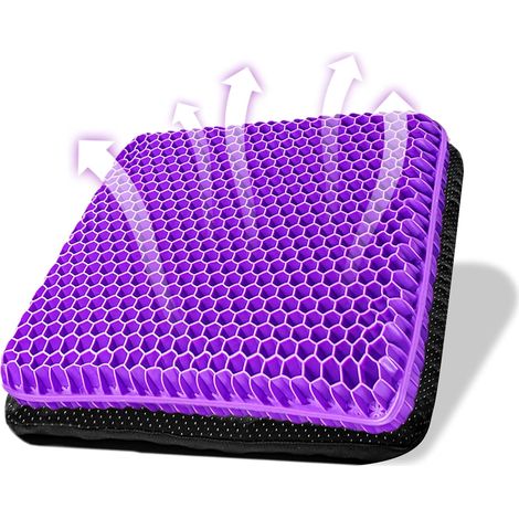 Gel-Sitzkissen – 1 Stück – Atmungsaktives TPE – Wabenmuster – Schmerzlinderung für Büro, Auto und Rollstuhl – 42 x 40 x 4 cm (1/5)