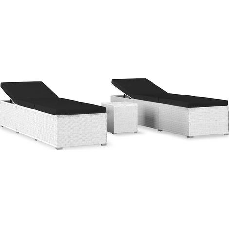 Maison Exclusive - 3-tlg. Garten-Sonnenliegen mit Teetisch Poly R (1/5)