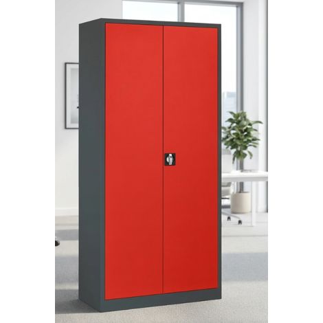 STIER Universalschrank Basic 92 x 42 cm 4 Fachböden Anthrazitgrau Rot (1/3)