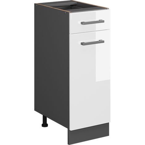 Küchenunterschrank R-Line, Weiß Hochglanz, 30 cm ohne Arbeitsplatte, Vicco