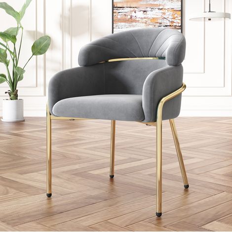 Sedia da pranzo 59,69×59,69×55,88 cm in velluto grigio, stile elegante e comfort ergonomico (1/5)