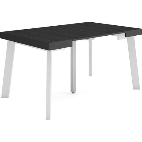 Skraut Home - Mesa Consola extensible, Mesa comedor plegable, 140, Para 6 comensales, Patas de madera, Estilo Moderno, Negro (1/5)