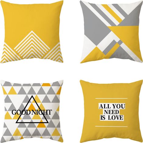 Filiyano-Lot de 4 housses de coussin décoratives géométriques multicolores 50 x 50 cm (1/5)