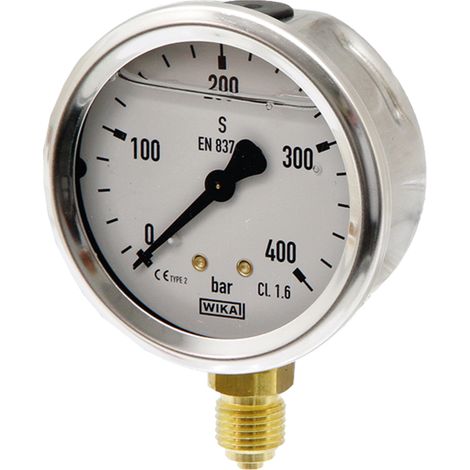 Manometro per glicerina fi 63 0 → + 250 bar 1/4" fondo ottone