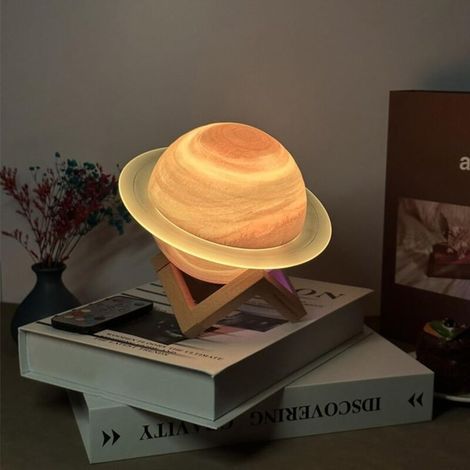 Nouveau son stéréo 3D HiFi amélioré, chargement sans fil, caisson de basses, LED, planète, veilleuse de chevet, haut-parleur d'ambiance créative pour bureau à domicile (1/5)