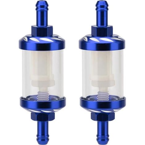 2 Pièces Filtres à Essence en Ligne, Filtres à Carburant pour moto,godet de filtre amovible, adapté aux raccords de moto d'un diamètre extérieur de 8 mm et d'un diamètre intérieur de 6 mm. (1/4)
