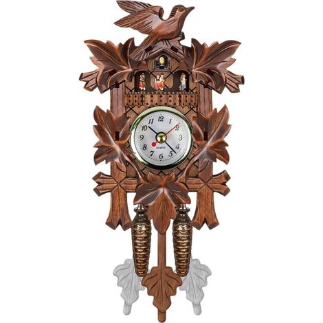 Reloj de pared de madera，reloj de pared de cuco con motivo de pájaro，decoración de madera para el hogar，estilo sala de estar 3 (1/5)
