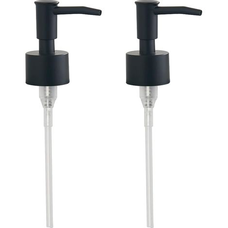 Tête de Pompe distributrice Noire (2 pièces), Pompe distributrice de Savon de Rechange avec Tube pour la Plupart des Bouteilles (25-27 mm), détergent, shampoing, Gel de Douche, Universel (1/2)