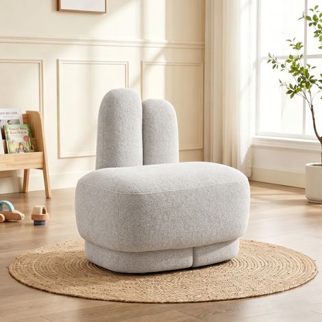 Pouf Repose-Pieds Rond Moelleux,Design Lapin Adorable avec Dossier,Charge Max 120kg,Tabouret Décoratif Moderne pour Salon et Chambre (1/5)