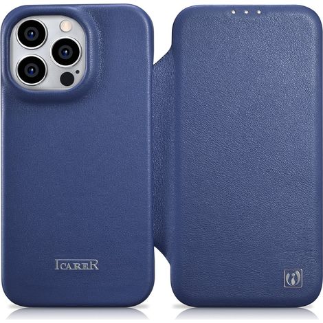 iPhone 14 Pro MagSafe CE Premium Leder Magnet-Klapphülle Marineblau (1/5)