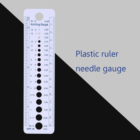 Stricknadel-Messlehre aus Kunststoff (Zoll/cm), Nähzubehör, US-, UK- und kanadische Größen: 2 bis 10 mm (1/5)
