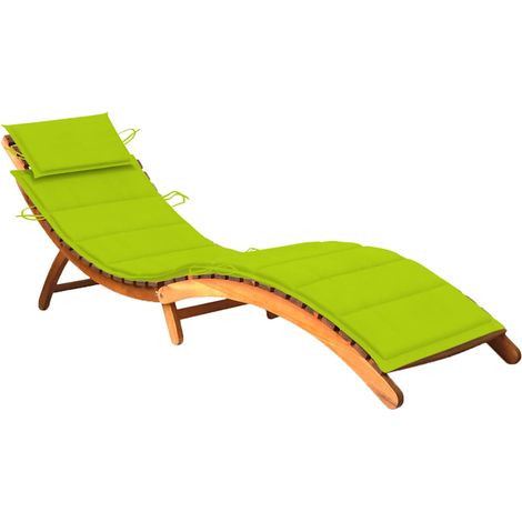 Chaise longue de jardin avec coussin Bois d'acacia solide
