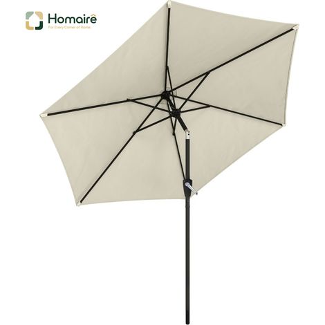 HOMAIRE Sonnenschirm knickbar Balkonschirm mit Kurbel UV 50+ Cremeweiß