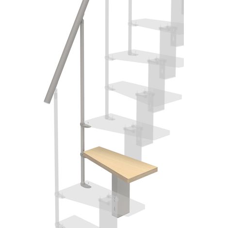 Misterstep – Marche supplémentaire 60 cm – Modèle tube avec colonnes verticales – Main courante en plastique couleur bois naturel 12 – Pour chantiers humides (1/4)