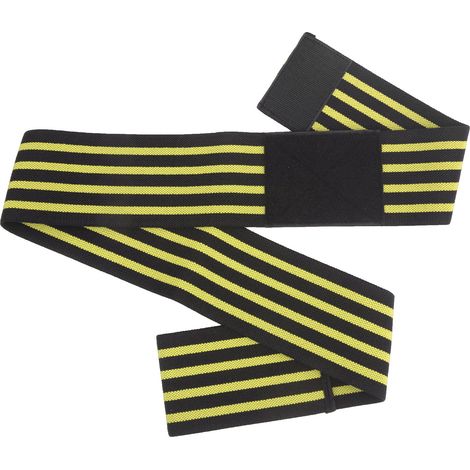 Manchon de soutien élastique pour coude antidouleur sportif, bande de compression, protection noire et jaune rayée (1/5)