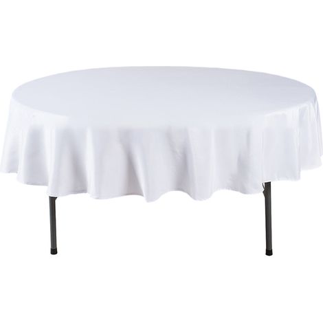 1 nappe ronde unie - Tissage toile - Blanc - Ronde 60 pouces (152 cm)