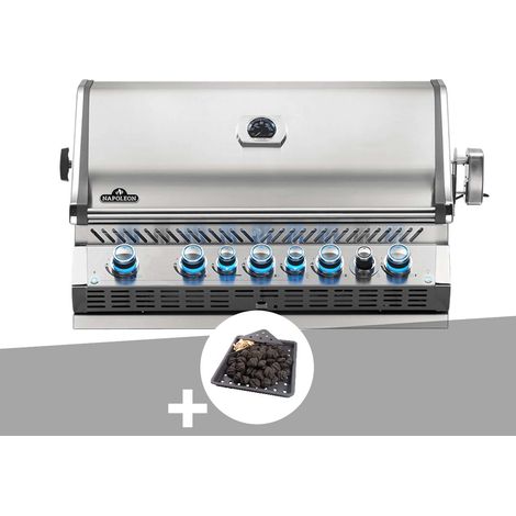 Barbecue gaz encastrable Prestige Pro 665 inox 5 brûleurs + Plateau charbon - Napoléon