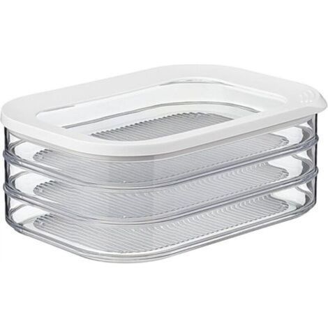 Boîte de Conservation Charcuterie 3 Couches - Boîte de Stockage avec Couvercle - Convient pour Conserver Produits Carnés - 3 Boîte de Rangement Séparées - 3 x 550 ml - Blanc (1/4)