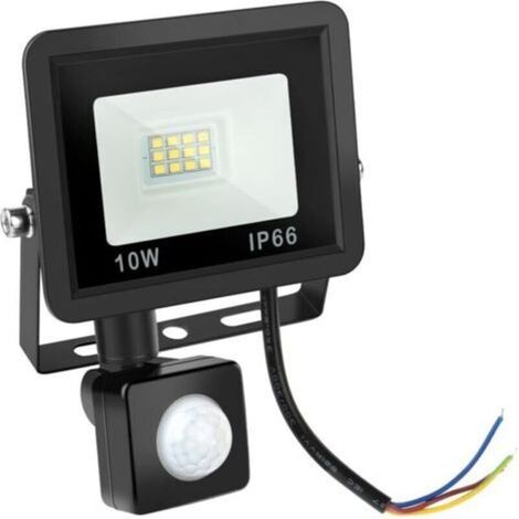 Projecteur LED Extérieur 10W - 6500K Blanc Froid - IP66 Etanche Eclairage Exterieur Avec Detecteur, Jardin, Patio, Garage (1/4)