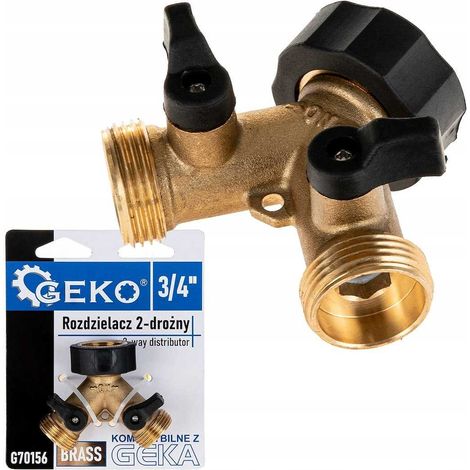 Distributore a 2 vie GW3/4" x 2 GZ3/4" con valvole a sfera Geko (1/4)