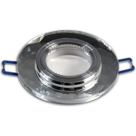 Portafaretto incasso per faretto tondo in vetro effetto specchio taglio di diamante nero argento blu marrone foro 50 mm argento