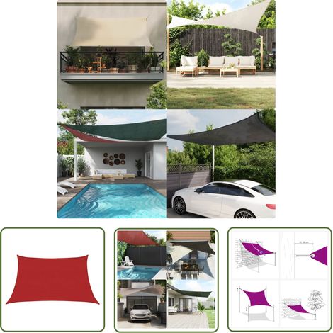 Voile d'ombrage Toile d'ombrage 160 g/m² Rouge 3/4x2 m PEHD 65366 (1/5)