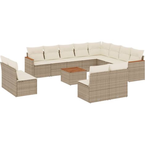 Maison Exclusive - 13-tlg. Garten-Sofagarnitur mit Kissen Beige P