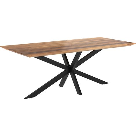 Table rectangulaire 8 personnes en bois de suar et métal 220 cm - SUDIRMAN (1/5)