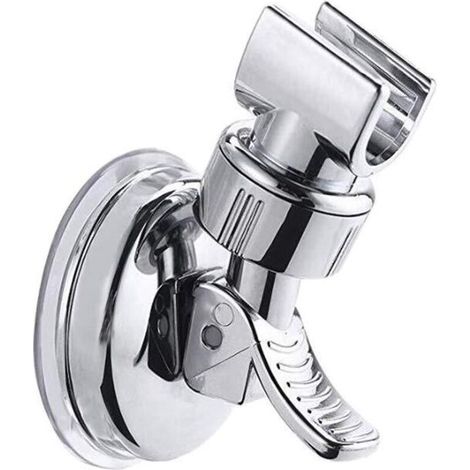 Adjustable shower head holder, removable suction cup, no drilling required, polished chrome finish, for bathroom (1/5)