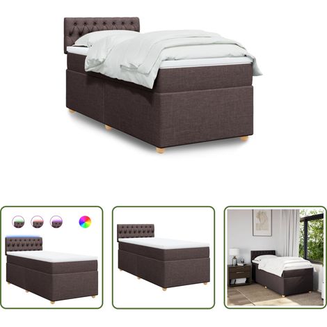 vidaXL Surmatelas - Sommier à lattes de lit avec matelas Marron foncé 100x200 cm (1/5)