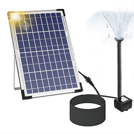 Decdeal 10W Solar Brunnenpumpe mit großer Platte 3 Düsen max. Wasserhöhe 100 cm für Vogelbad Fischtank kleine Teichgartendekoration