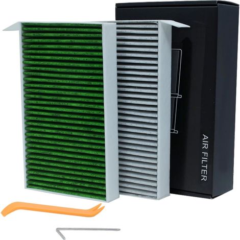 Lot de 2 Filtres Habitacle au Charbon Actif Compatible avec Tesla Model Y & Model 3 - Filtre à Air de Cabine de Remplacement- Vert (1/5)