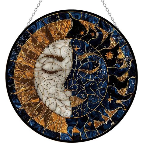 Ornement suspendu vitrail 12.5 cm – Verre peint décoratif (1/4)