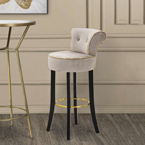 Silla Tupiza, Tapizado de Terciopelo, Acolchado, Degradado Color Taupe, 46x48x96h cm Gris Taupe (1/5)