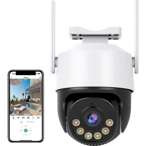 Caméra de sécurité à Domicile Caméra de sécurité Filaire PTZ 4K 8MP, détection Humaine, Audio bidirectionnel, Couleur, Vision Nocturne, étanche IP66, 5MP RJ45, for l'extérieur(5MP Add 32G Card) (1/5)