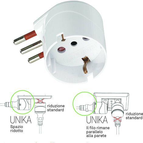 PLATZSPARENDER 90° SCHUKO-ADAPTER 10A ROSI 2P+T - 10 Steckdosen
